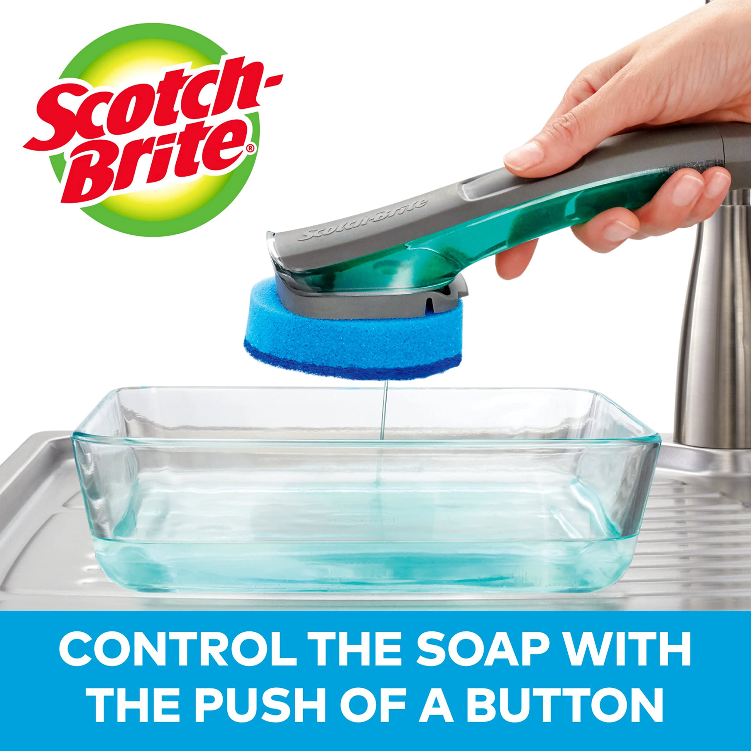 Scotch-Brite Non-Scratch Advanced Soap Control Dishwand, Leak-Free Guarantee, Long Lasting and Reusable