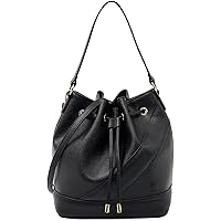 DE'EMILIA CONCEPT Crossbody Bucket Bag for Women, Drawstring Hobo Shoulder Ladies Purses Trendy Designer Handbags Black