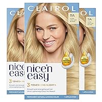 Clairol Nice'n Easy Permanent Hair Dye, 11C Ultra Light Cool Blonde Hair Color, Pack of 3