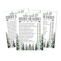 Mommy Or Daddy Who Said it Game Greatest Adventure Greenery Set of 50 Fun Baby Shower Game Party Supply