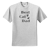 3dRose EvaDane - Parenthood - Best cat dad - Adult Birch-Gray-T-Shirt XL (ts_149774_21)