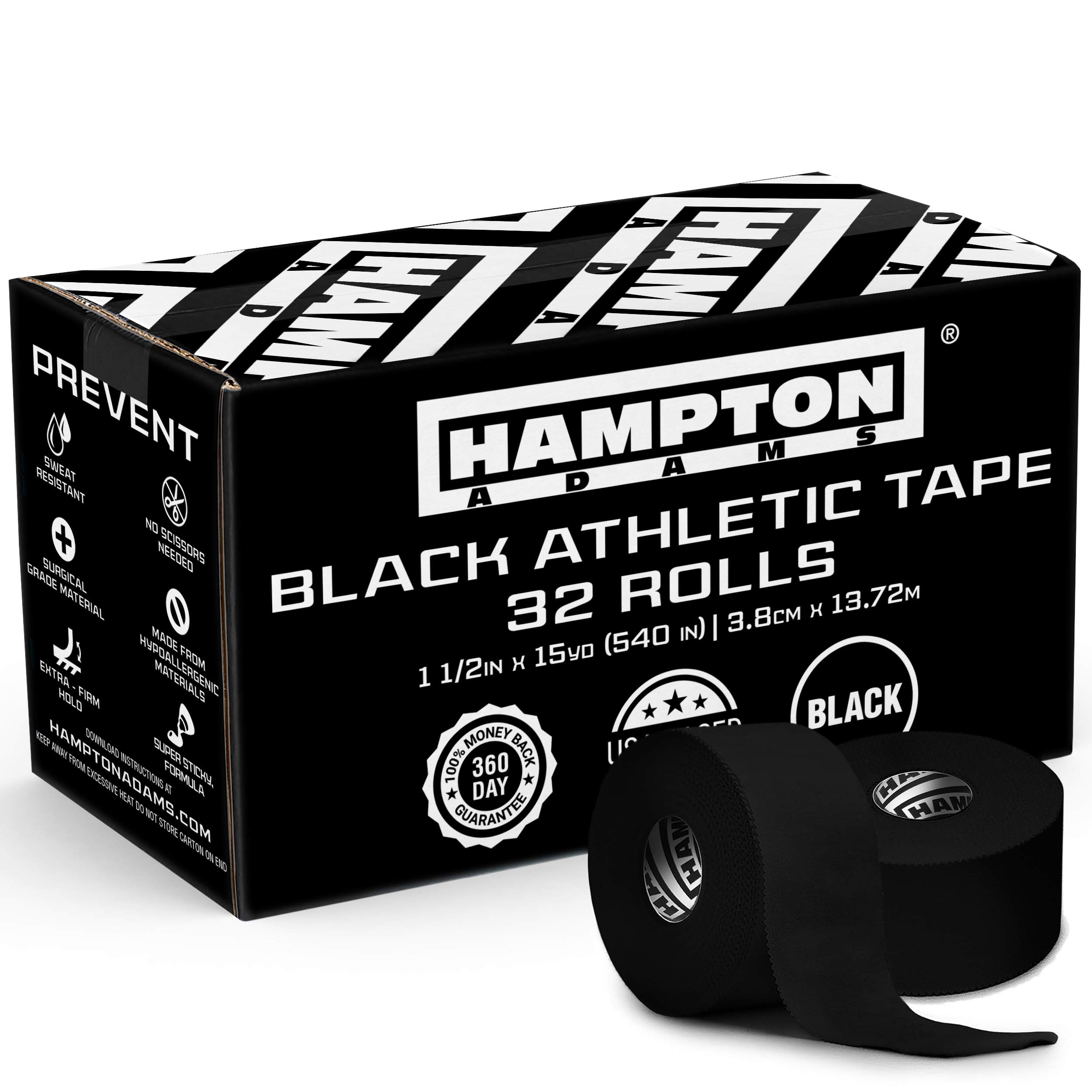 Hampton Adams (32 Pack Black Bulk Athletic Tape - 1.5