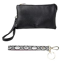 KEDZIE Eclipse Vegan Leather Convertible Purse Wallet Crossbody Bag (Black) & Eclipse Vegan Leather Mix & Match Wristlet Strap (Pretty in Python)