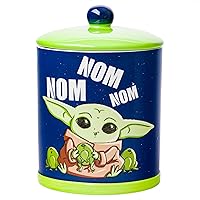 Silver Buffalo Star Wars The Mandalorian Baby Yoda Grogu Nom Nom The Child Eating Frog Eggs Ceramic Cookie Snack Jar (Large)