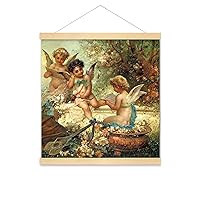 Meishe Art Poster Print Cherubim in the Forest Musician Angels Music Famous Vintage Oil Painting Reproduction Classic Artwork Home Framed Wall Decor for Living Room Bedroom