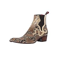 Men's Print Snake Chelsea Boots, Beige