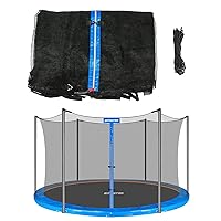 Trampoline Replacement Safety Enclosure Net for 6 Straight Poles Round Frame Trampolines, Breathable and Weather-Resistant Trampoline Net with Adjustable Straps (Net Only)