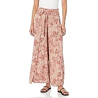 Angie Women's Tie Waistband Printed Pants with Front Slits