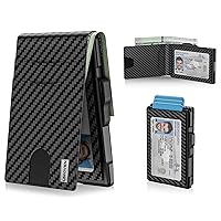 Wallet for Men - Pop Up Case, Cash Slot, and Credit Card Slot - Slim Aluminum Wallet with RFID Blocking, Minimalist Leather Wallet Front Pocket with ID Window, Gift Box (Carbon Fiber)
