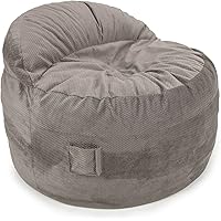 Chenille Nest Gaming Bean Bag Chair with Controller Pockets and Handle, Convertible Foam-Filled Chair/Full-Size Lounger, Charcoal