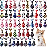 50 Pcs Dog Neck Tie Adjustable Cat Ties Collar 50 Kind of Assorted Patter Puppy Pet Bow Ties Grooming Accessories for Small Dogs Cats Birthday Photography Holiday Festival Party Gift Favor