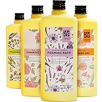 Bubble Bath for Women Adults, 4 Pack Scented Bubble Bath Spa Gift Set for Women Relaxing, Lavender&Rose&Eucalyptus&Chamomile with Shower Gel, Ladies Foaming Bath Variety