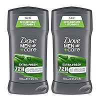 Dove Men + Care Extra Fresh Antiperspirant Deodorant Twin Pack, 72hr Sweat & Odor Protection, Moisturizing Cream, Citrus Scent - 2.7oz, Pack of 2