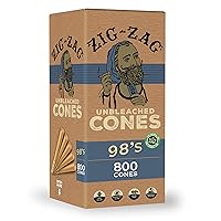 Zig-Zag Rolling Papers - Unbleached - 98s Size - Pre Roll Cones - 800 ct for Filling - Easy to Use