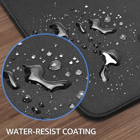 KTRIO Large Gaming Mouse Pad with Superior Micro-Weave Cloth, Extended Desk Mousepad with Stitched Edges, Non-Slip Base, Water Resist Keyboard Pad for Gamer, Office & Home, 35.4 x 15.7 in, Black
