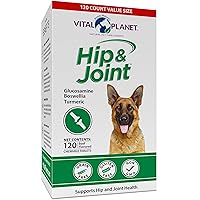 Vital Planet - Natural Hip and Joint Supplement for Dogs - Potent Herbal Blend with Green Lipped Mussel, MSM and Glucosamine (120 Chewable Tabs)