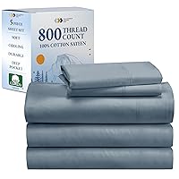 California Design Den Split King Sheets Sets for Adjustable Bed, Buttery Soft 800 Thread Count, 100% Cotton Set Beats Fake Egyptian Claims, 5 Piece Set with 2 Twin XL Fitted Sheets (Pastel Blue)