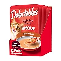 Hartz Delectables Non-Seafood Bisque Lickable We Cat Treats for Adults & Senior Cats, Chicken (Pack of 12)