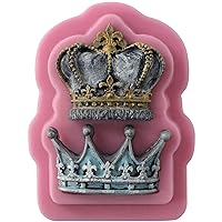 Funshowcase 2 Cavity Royal Crown Fondant Candy Silicone Mold for Sugarcraft, Cake Decoration, Cupcake Topper, Chocolate, Pastry, Cookie Decor, Jewelry, Polymer Clay, Epoxy Resin, Crafting Projects
