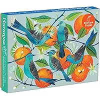 Galison Naranjas Puzzle, 1,000 Piece Puzzle, 20”x27”, Fun and Challenging, Gorgeous and Colorful Illustration of Birds and Oranges, Art Jigsaw Puzzle with Birds for Families, Multicolor