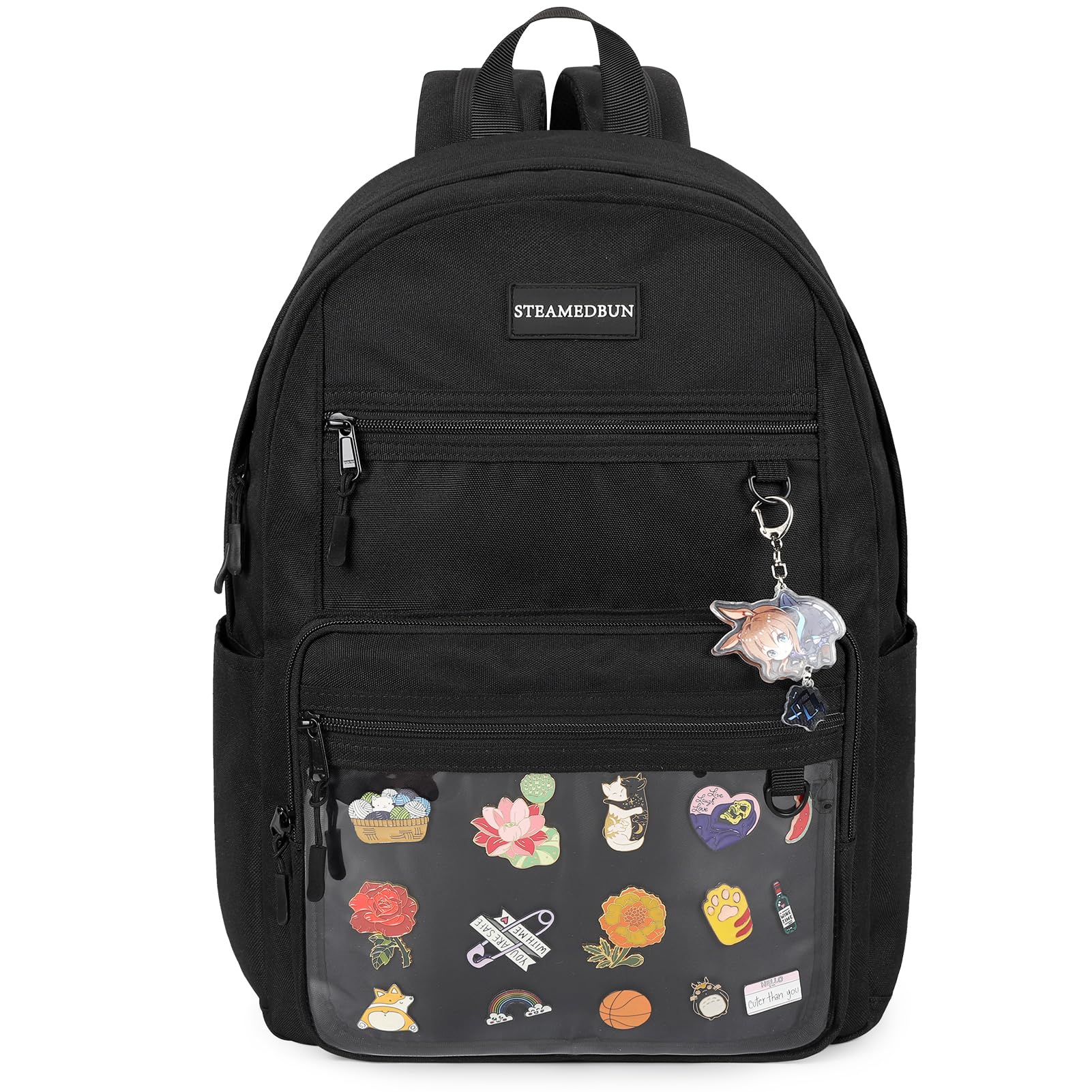 STEAMEDBUN Ita Backpack for Teen Girls, Kawaii Backpack for School, Cute Ita Backpack with Insert(black)
