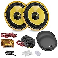 2 Way Custom Component Speaker System - 6.5” 400 Watt, with Electroplated Plastic Basket, Butyl Rubber Surround & 40 Oz Magnet Structure - Wire Installation Hardware Set Included - PLG6C, Yellow