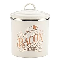 Ayesha Curry Enamel on Steel Bacon Grease Can / Bacon Grease Container - 4 Inch, White