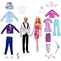 Barbie & Ken Doll Set with 2 Fashion Dolls, Clothes & Accessories, Includes Dresses, Tees, Pants, Swimsuits & More