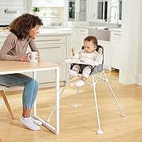 My High Chair Portable Travel Fold & Go Highchair, Indoor and Outdoor, Bonus Kit, Includes Tray with Cup Holder, Grey