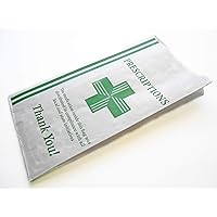 Green Health Cross - Dispensary Prescription Bags (10x5x2) Gusseted Paper Pharmacy Bag, Medication Packaging for Drug Stores, Designed with Collectives in Mind - With Compliance Statement (100)