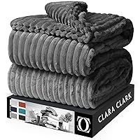 Clara Clark Cut Plush Fleece Throw Blanket - Twin Size - Lightweight Super Soft Fuzzy Luxury Bed Blanket for Bed - Machine Washable - (66x90) (Dark Grey)