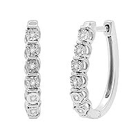 Gilded 1/10 ct. T.W. Lab Diamond (SI1-SI2 Clarity, F-G Color) and Sterling Silver Hinge Hoop Earrings