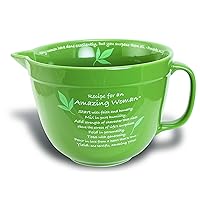 Abbey Gift Ceramic (Abbey & CA Gift Green Floral Amazing Woman Mixing Bowl 9.5