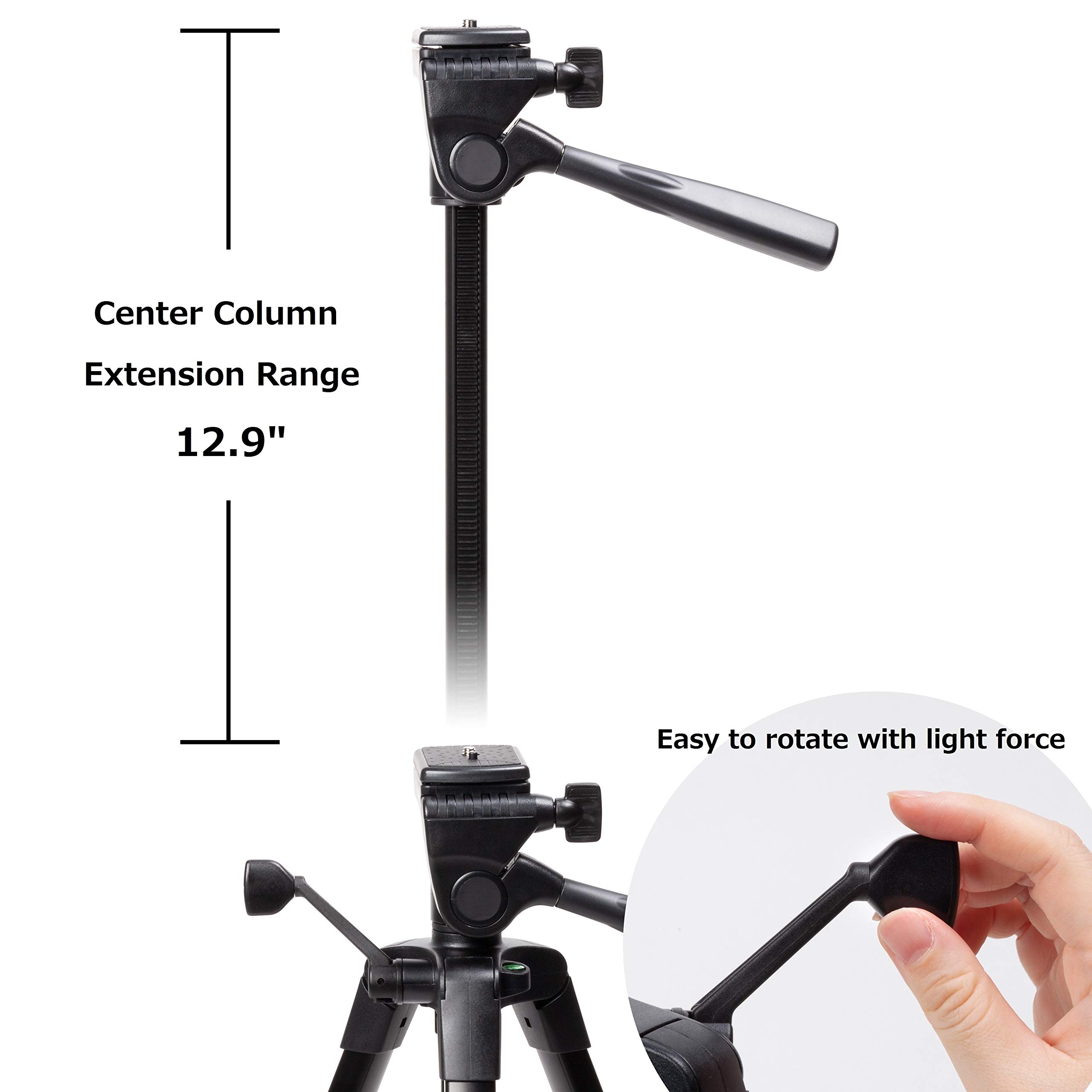 SLIK U883 3-Stage Compact Lightweight Folding Aluminum Travel Portable DSLR/SLR Video/Camera Tripod with 3-Way Pan Head for Canon Nikon Sony Cameras with Carry Case - Black (612-686)