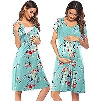 Ekouaer 3 in 1 Labor/Delivery/Hospital Gown Nursing Dress Maternity Nightgown Sleepwear for Breastfeeding with Button S-XXL