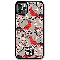 iPhone 11 Pro Max, Phone Case Compatible with iPhone 11 Pro Max 6.5 inch Cherry Tree Cardinals Monogram Monogrammed Personalized IP11PM