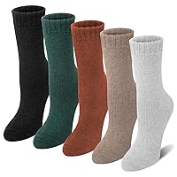 Loritta 5 Pairs Womens Wool Socks Thick Knit Vintage Winter Warm Cozy Crew Socks Gifts