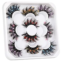 wiwoseo False Eyelashes Fluffy Wispy Faux Mink Lashes Valentines Festival Styles Long Dramatic 3D Star Butterfly Snow Colorful Decorative Fake Eyelashes for New Year Cosplay Party Stage
