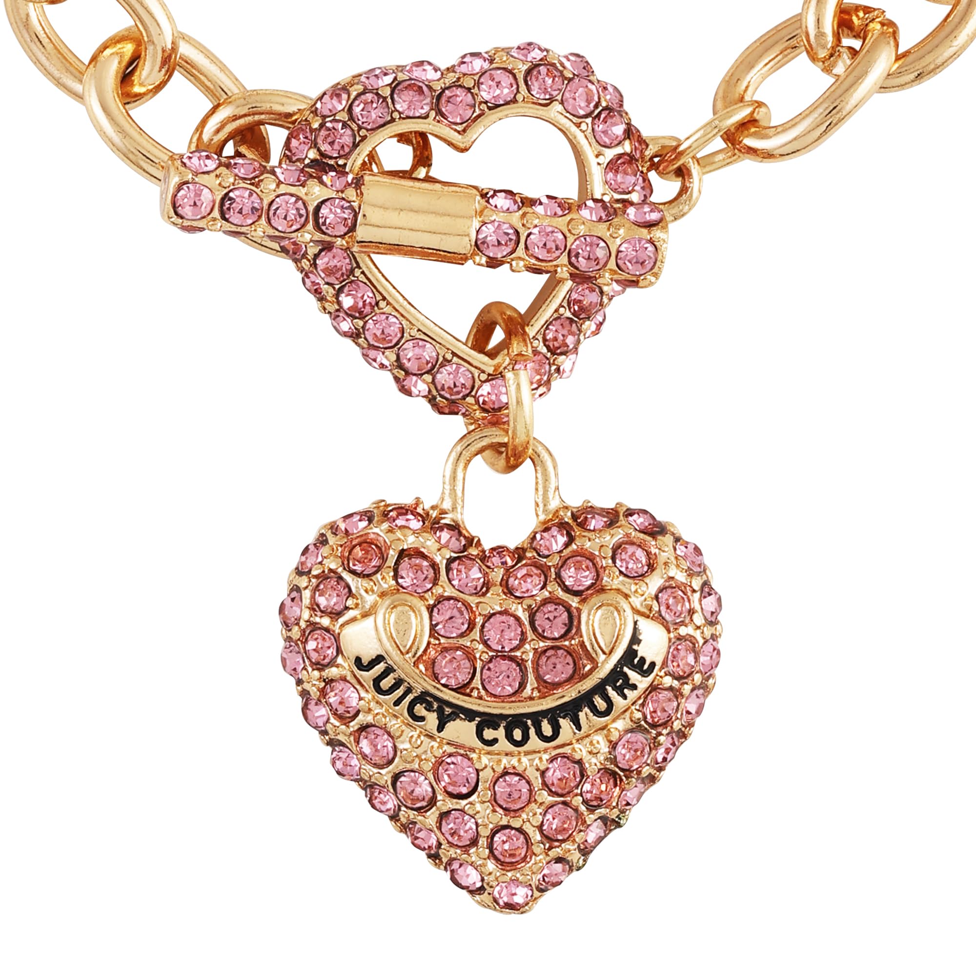 Juicy Couture Light Rose Heart Charm Toggle Bracelet