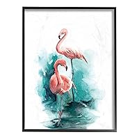 Stupell Home Décor Flamingo Duo Watercolor Texture Framed Giclee Texturized Art, 11 x 1.5 x 14, Proudly Made in USA