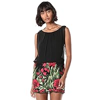 Aidan by Aidan Mattox Women's Sleeveless Chiffon Blousson Cocktail Dress with Embroidered Floral Lace Skirt