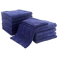 12 Pack Baby Washcloths - Extra Absorbent and Soft Wash Clothes for Newborns, Infants and Toddlers - Suitable for Baby Skin and New Born - Microfiber Coral Fleece 12x12 Inches, Navy Blue