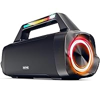 Portable Bluetooth Outdoor Speaker: 80W Loud Sound Wireless Durable Large Bocina with Lights Powerful Deep Bass Subwoofer TWS Stereo Sound Big Boombox Waterproof for Party Beach Camping Garage