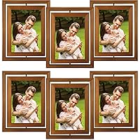 6 Pcs Rotating Floating Picture Frames Double Sided Photo Frames with HD Glass Front for Home Rustic Wooden Distressed Frames for Desk Office Vertical or Horizontal Tabletop Display(4 x 6 Inch)