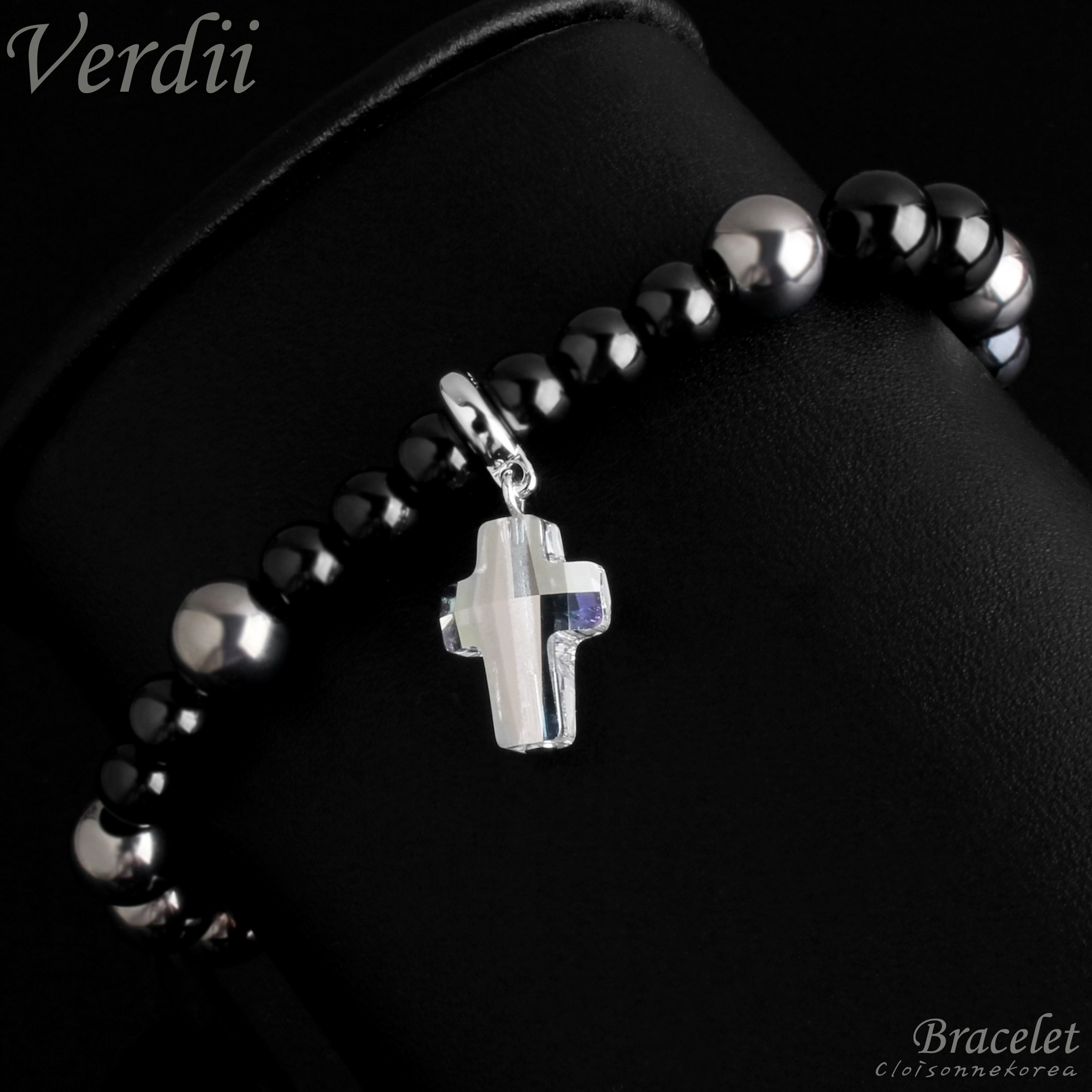 Cloisonnekorea Bracelet Catholic Rosary Edition Titanium Crystal Cross Verdii 3689Ti