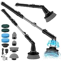 kHelfer Electric Spin Scrubber Kh8, 2024 New Cordless Shower Scrubber, 8 Replacement Head, Bathroom Scrubber Dual Speed, Shower Cleaning Brush & Extension Arm for Bathtub Tile Floor