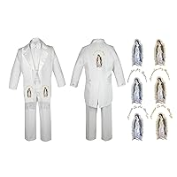 Baby Boy Christening Baptism Church White Tail Suit Mary Maria Stole Back Sm-7