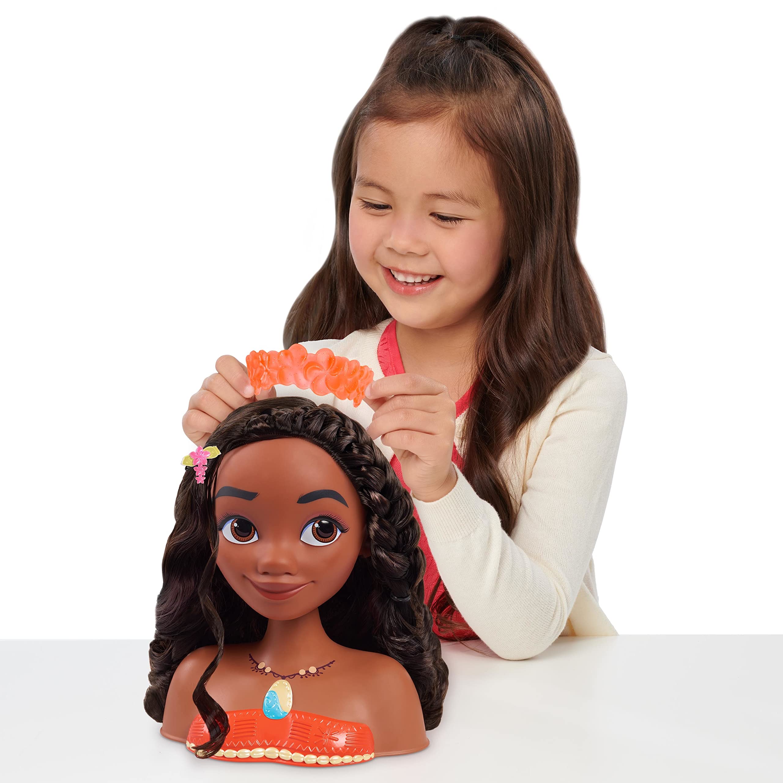 Disney Princess Moana Styling Head, 18-Pieces, Pretend Play, Officially Licensed Kids Toys for Ages 3 Up by Just Play