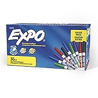 EXPO Low Odor Dry Erase Markers, Fine Tip, Assorted Colors, 36 Count