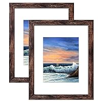 LUCKYLIFE 16x20 Frames, 16x20 Picture Frame for Wall, Display Pictures 11x14 with Mat or 16x20 without Mat, Pack of 2, Rustic Brown